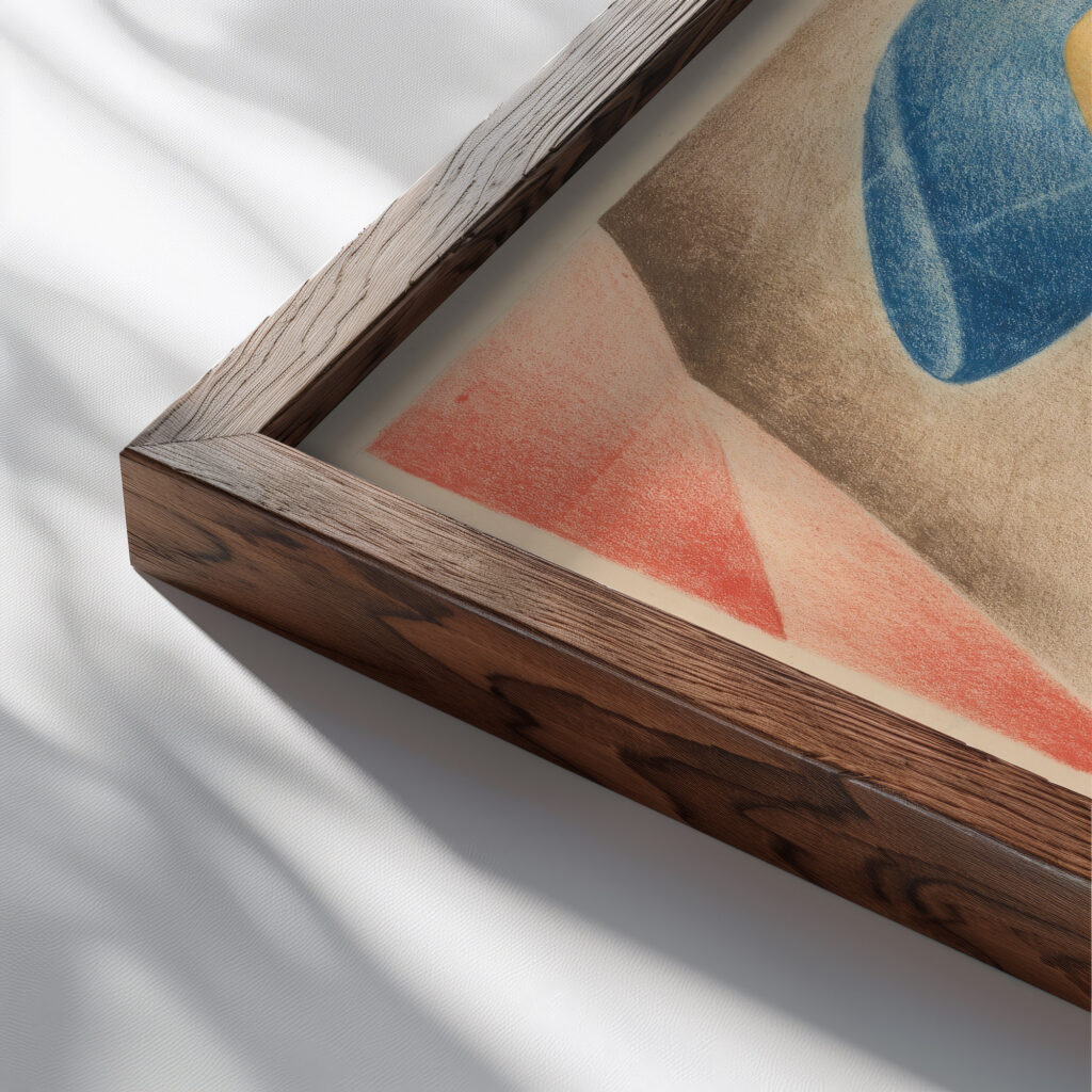 Harlequin 1927 Mikulas Galanda close up dark wood mockup