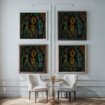 Harlequin Columbine and Pierrot 1918 Mark Gertler framed posters mockup