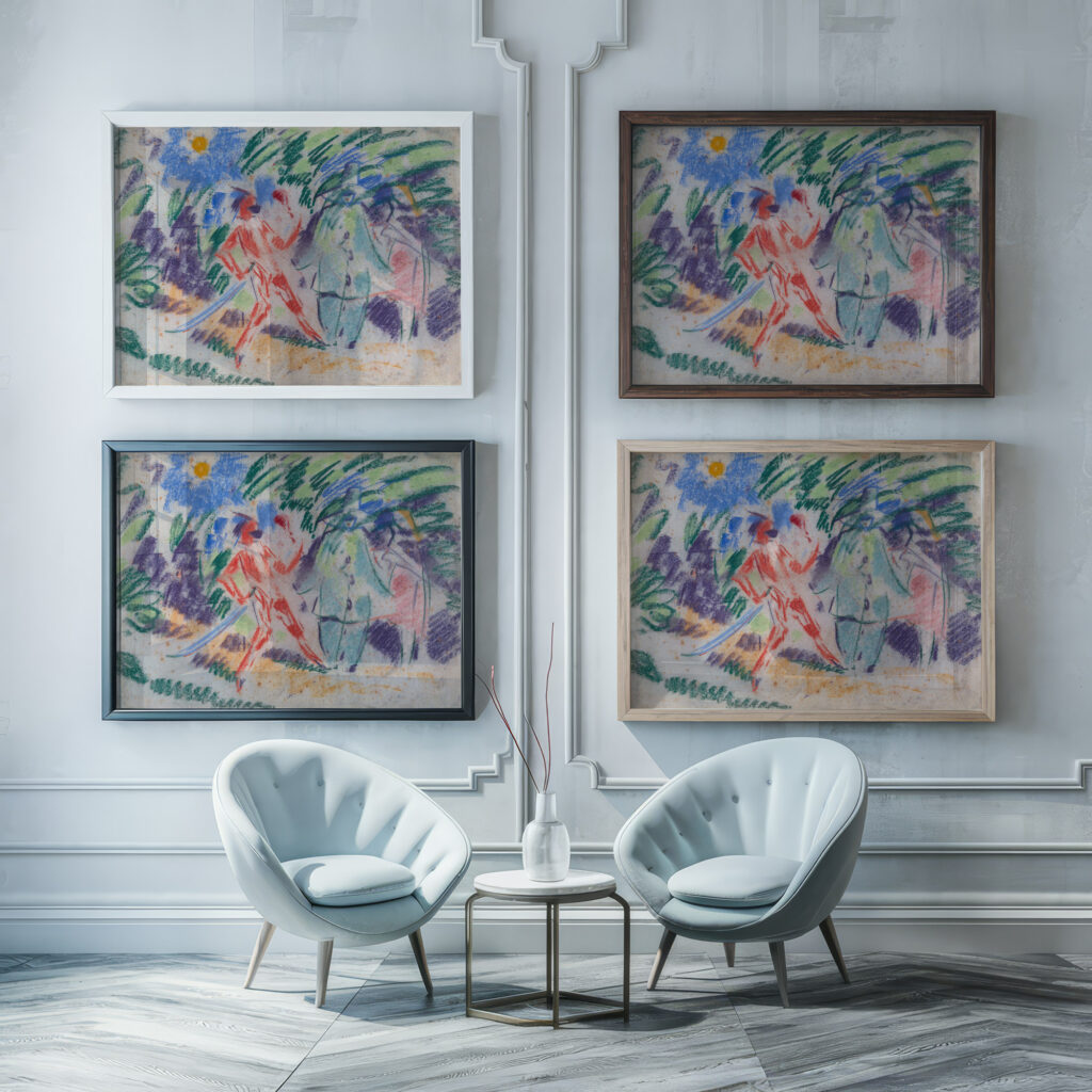 Harlequin and Columbine 1913 Rik Wouters framed posters mockup