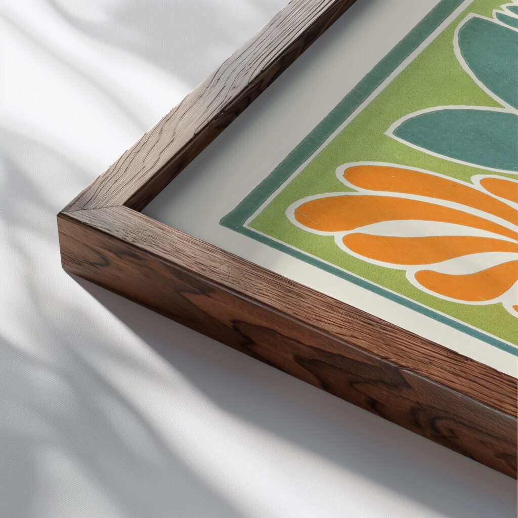 Harmonic Balance of Warm and Cold Colours 1912 James Ward close up dark wood mockup