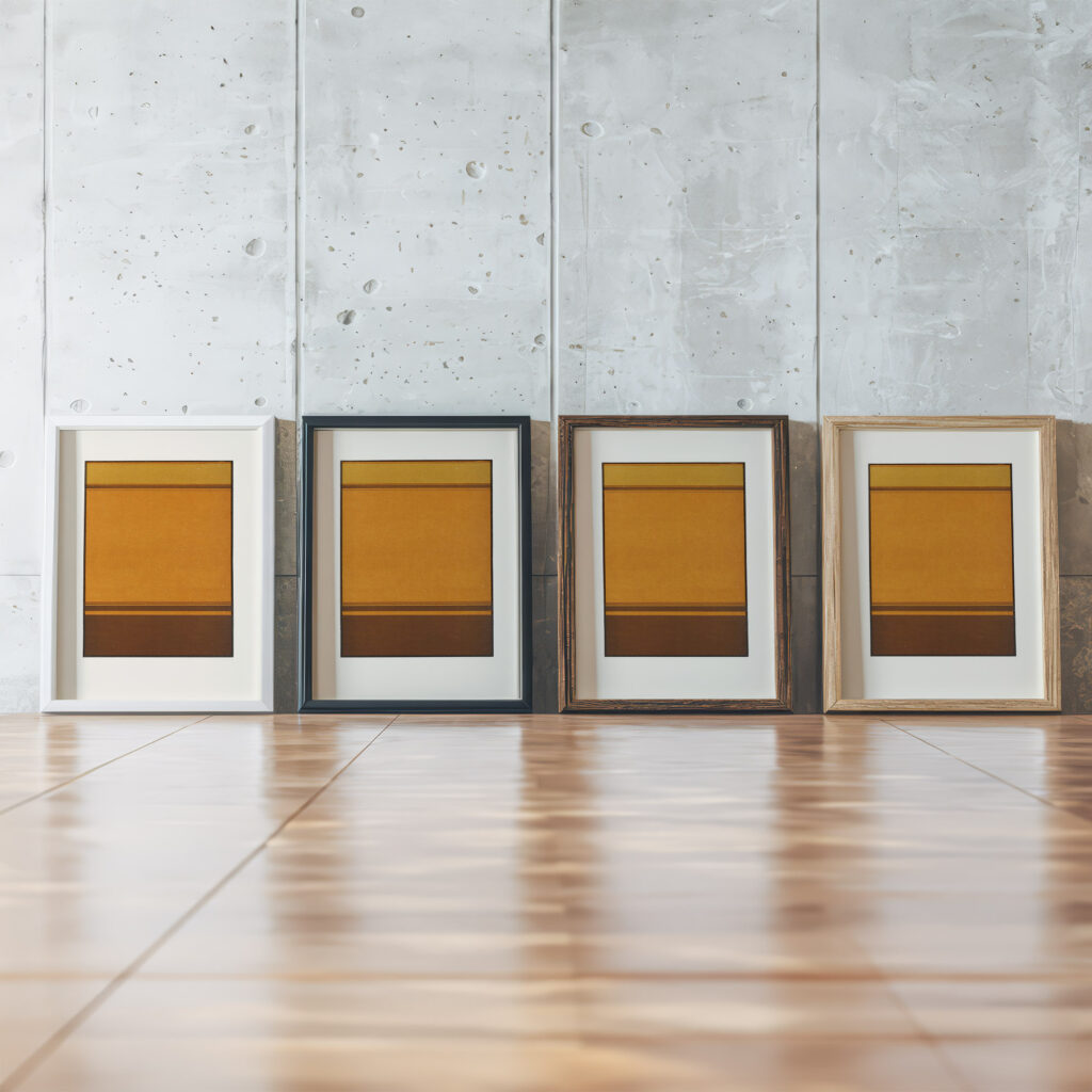 Harmony of Analogy in Broken Orange and YelIow Brown 1912 James Ward framed posters mockup