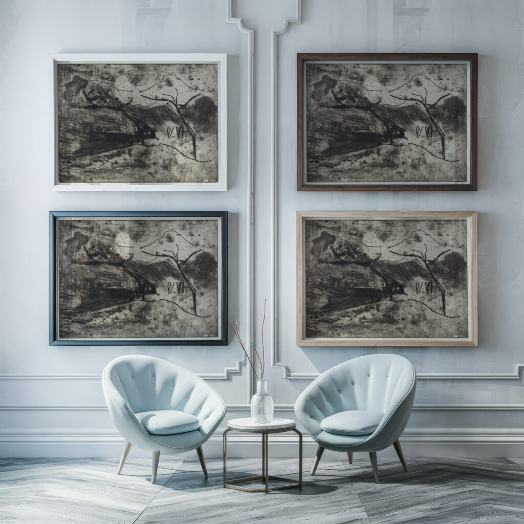 Hauschen unter Baumen im Schnee 1910 1913 Ernst Ludwig Kirchner framed posters mockup