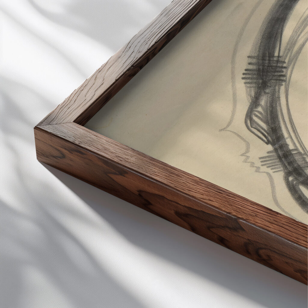 Head 1915 Gustaw Gwozdecki close up dark wood mockup