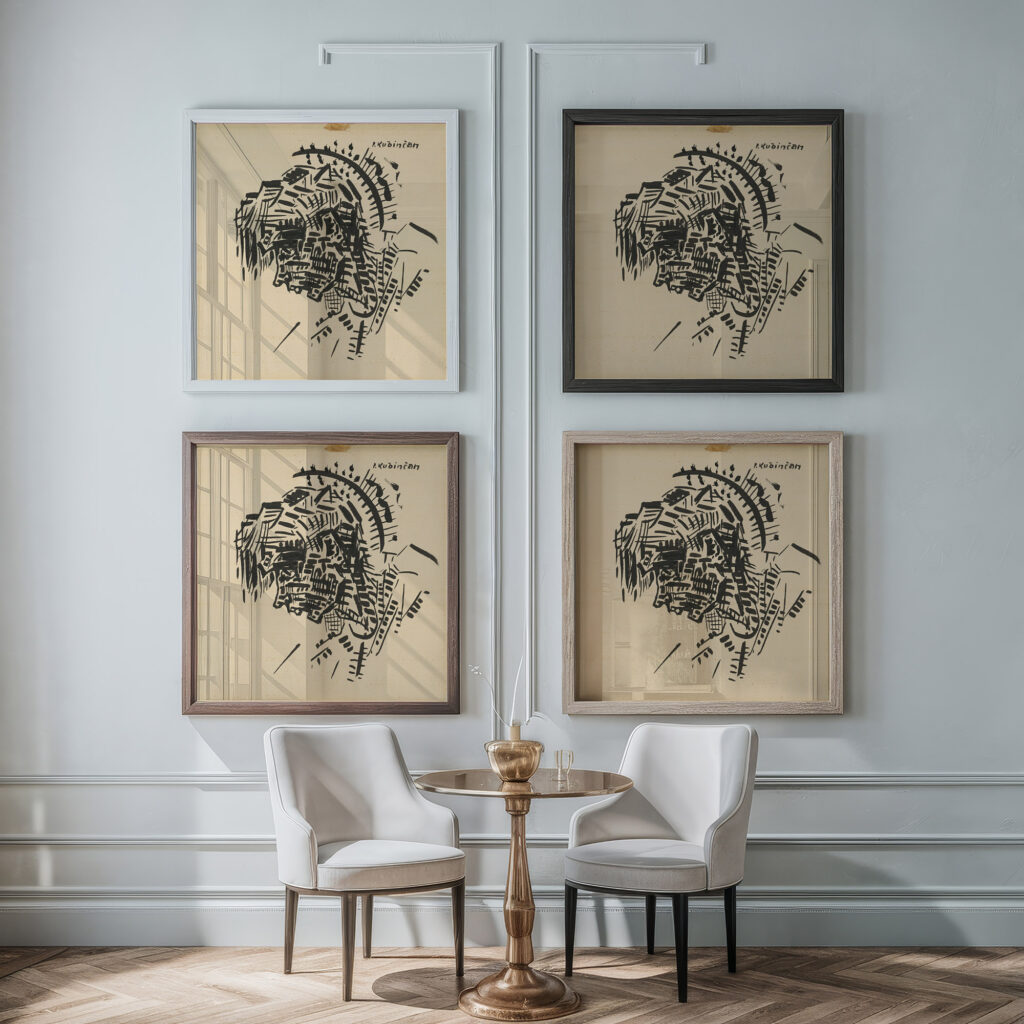 Head Self portrait as P. Kubincan 1930 Arnold Peter Weisz Kubincan framed posters mockup