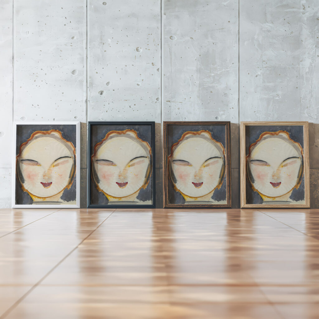 Head before 1921 Gustaw Gwozdecki 3 framed posters mockup