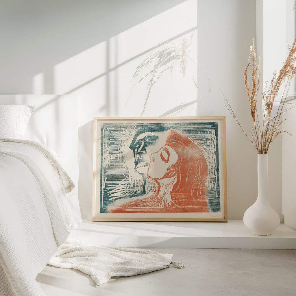 Head by head man and woman kissing 1905 Edvard Munch 4 mockup