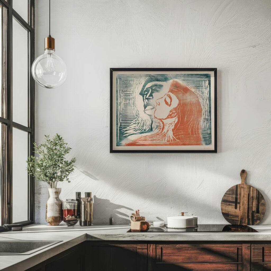 Head by head man and woman kissing 1905 Edvard Munch 6 mockup