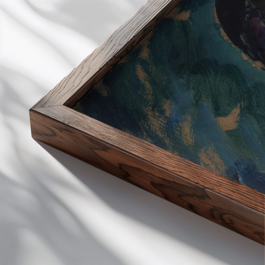 Head ca. 1912–1913 Alexej von Jawlensky close up dark wood mockup