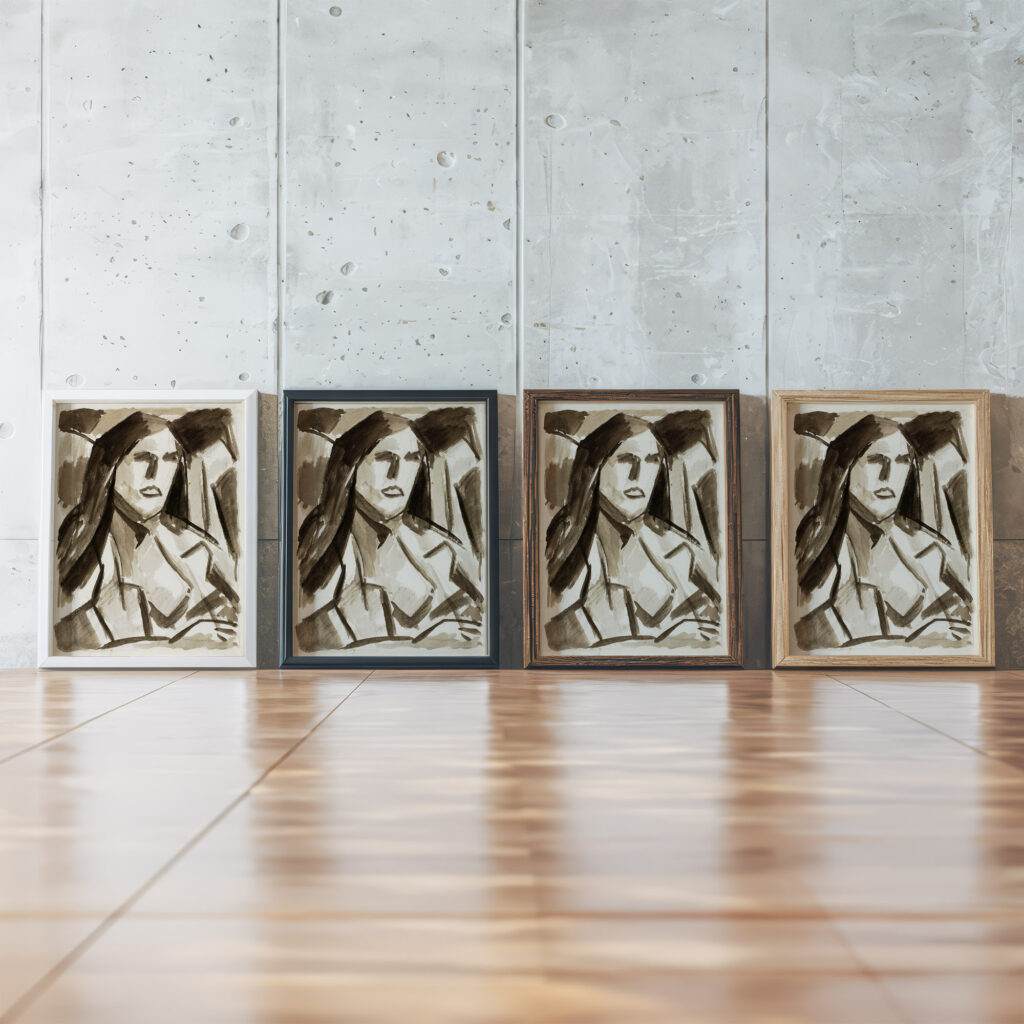 Head of Woman Carl Newman framed posters mockup