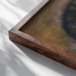 Head within an Aureole about 1894–1895 Odilon Redon close up dark wood mockup