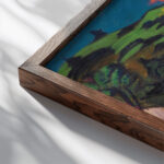 Heimkehrender Heuer 1918 Ernst Ludwig Kirchner close up dark wood mockup