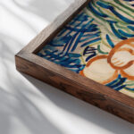 Herabhangender Zweig mit roten und grunen Tomaten 1906 Christian Rohlfs close up dark wood mockup