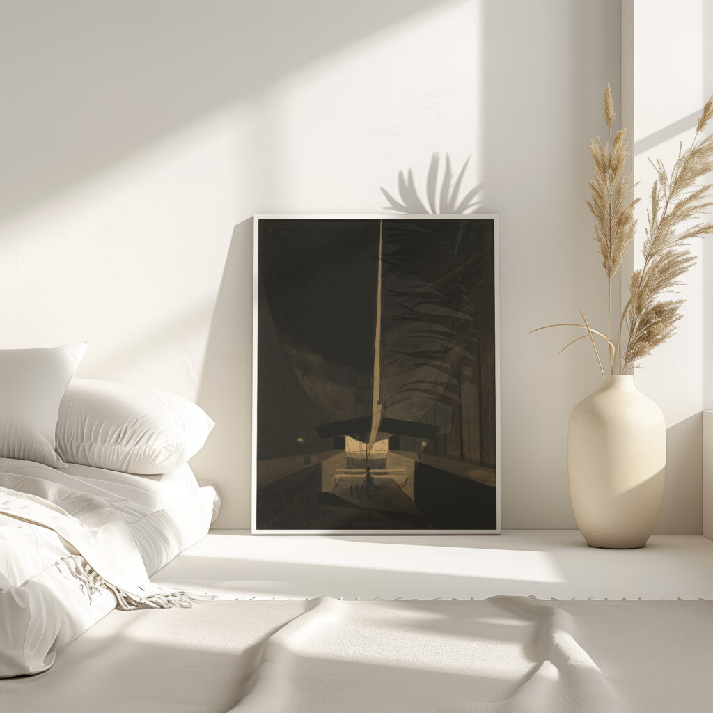 Het luchtschip Belgique II in zijn loods 1910 Leon Spilliaert 4 mockup