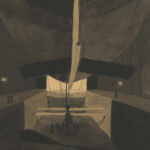 Het luchtschip Belgique II in zijn loods 1910 Leon Spilliaert 8 mockup