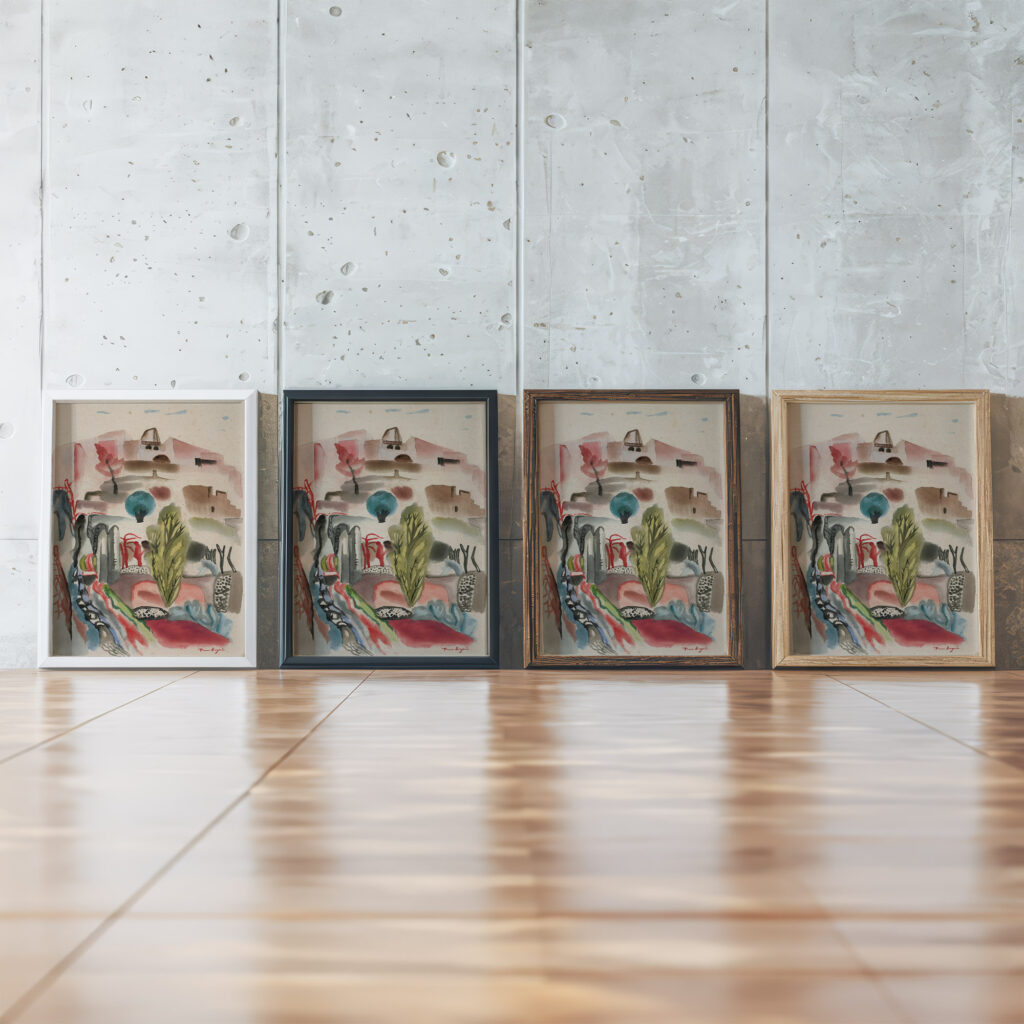 Hill with cypresses 1930 31 Frances Hodgkins framed posters mockup