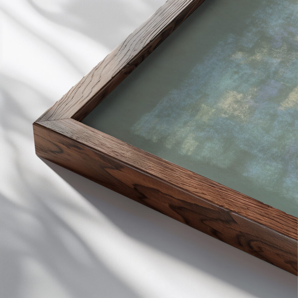 Hilly Landscape 1935–1944 Arnold Peter Weisz Kubincan 1 close up dark wood mockup