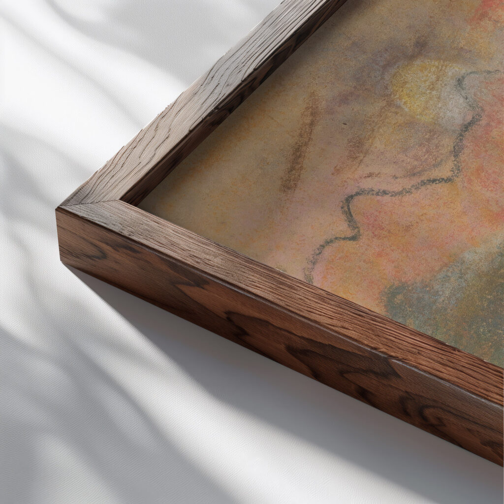 Hilly Landscape 1935–1944 Arnold Peter Weisz Kubincan close up dark wood mockup