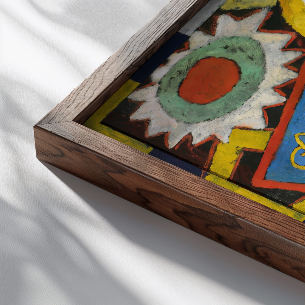 Himmel Sky Object circa 1914 and circa 1915 Marsden Hartley close up dark wood mockup