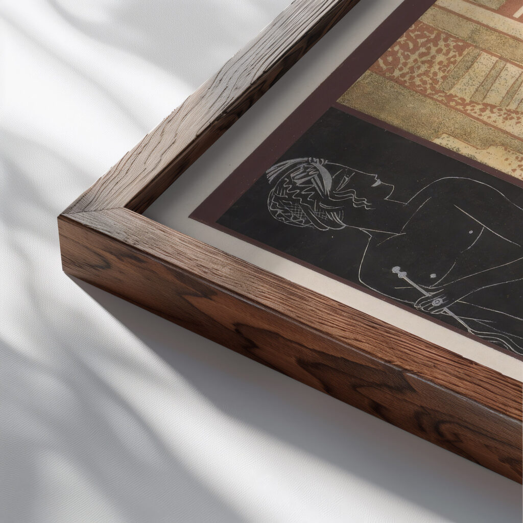 Histoire de la princesse Boudour Pl.01 1926 Francois Louis Schmied close up dark wood mockup