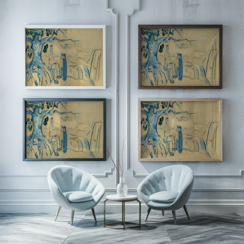 History 1910 Edvard Munch framed posters mockup