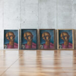 Hlava muza 1923 Gejza Schiller framed posters mockup