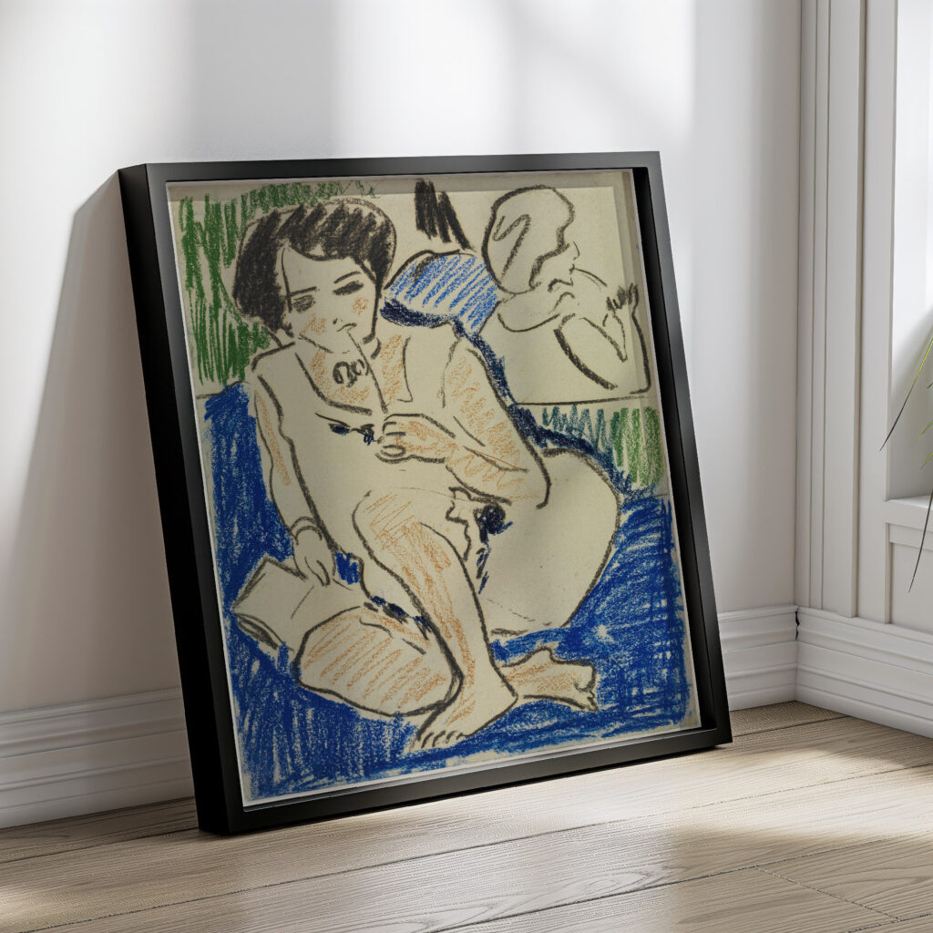 Hockende mit Buch 1908 1909 Ernst Ludwig Kirchner 4 mockup