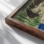 Hockende mit Buch 1908 1909 Ernst Ludwig Kirchner close up dark wood mockup