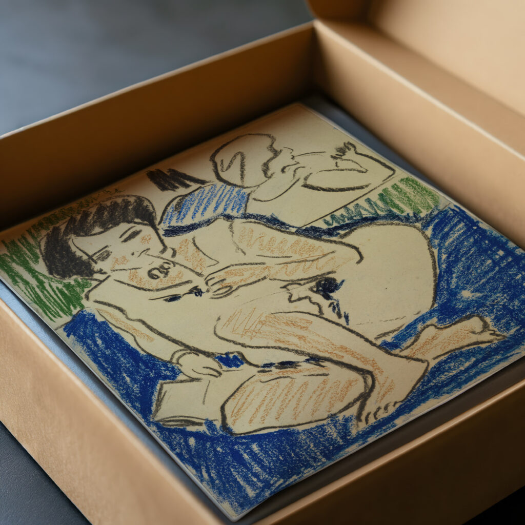 Hockende mit Buch 1908 1909 Ernst Ludwig Kirchner video mockup