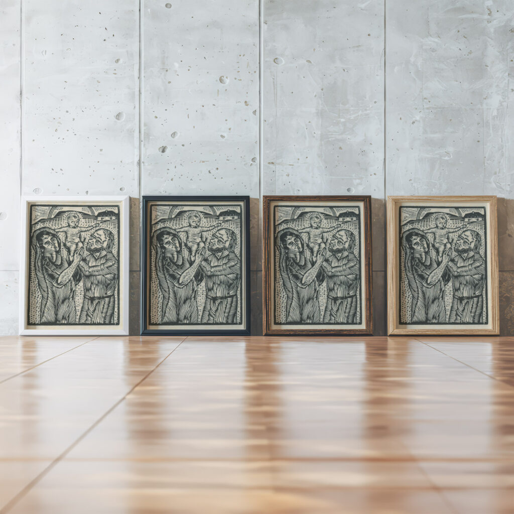 Holy family 1924 Mikulas Galanda framed posters mockup