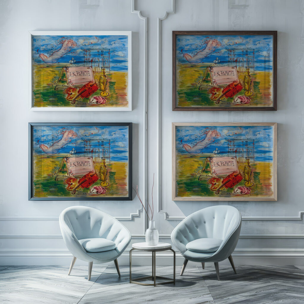 Hommage a Bach 1946 Raoul Dufy framed posters mockup