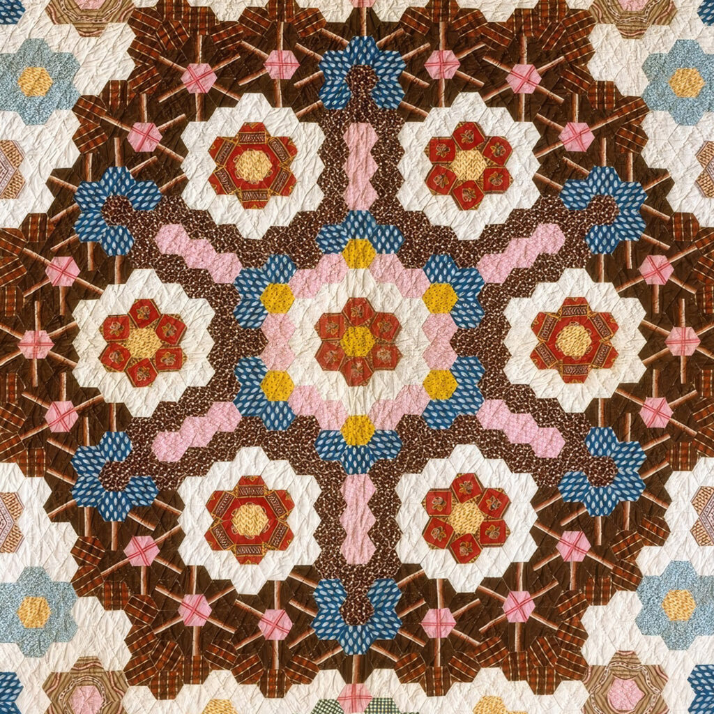Honeycomb Quilt ca. 1830 Elizabeth Van Horne Clarkson 8 mockup