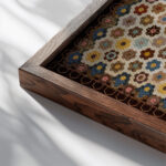 Honeycomb Quilt ca. 1830 Elizabeth Van Horne Clarkson close up dark wood mockup