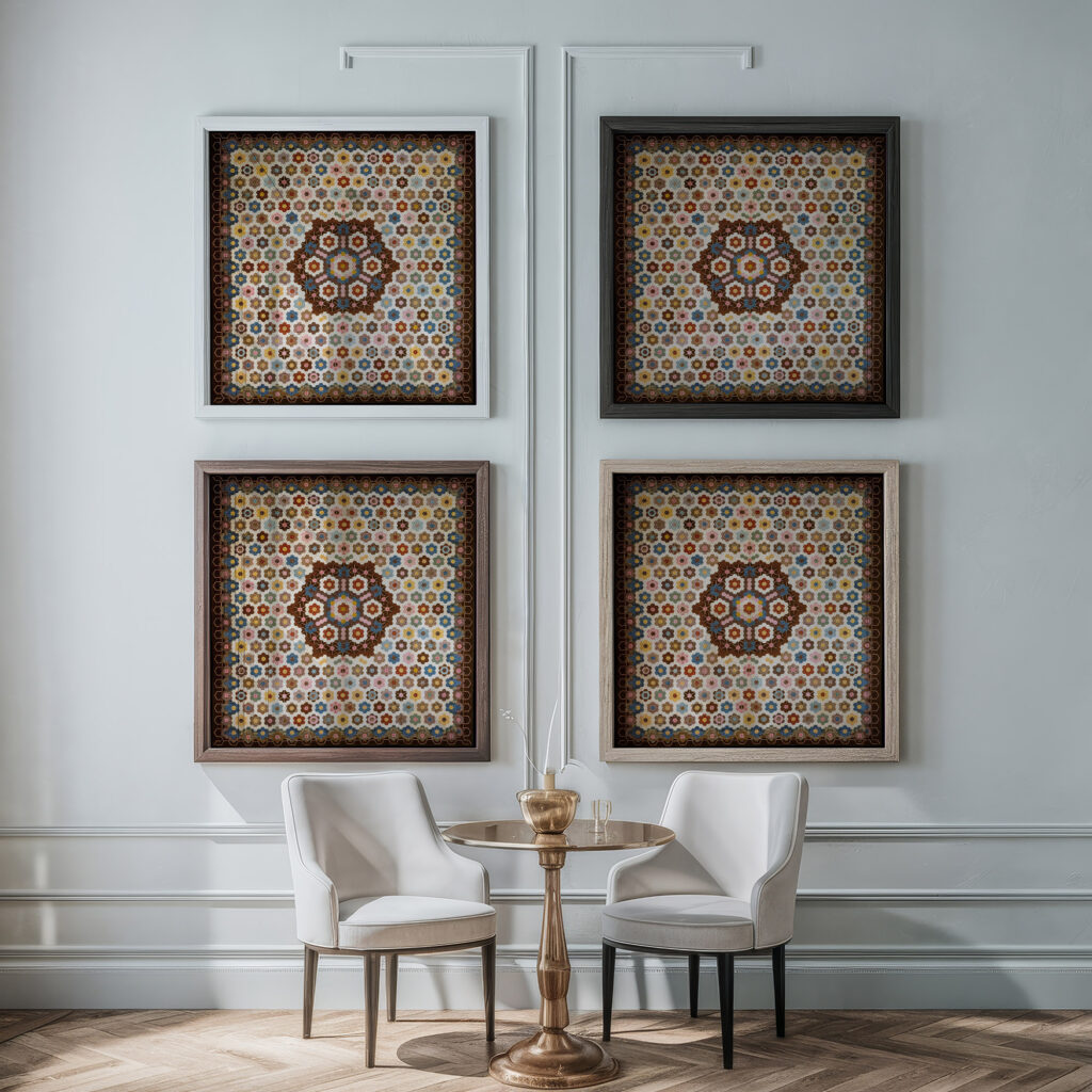 Honeycomb Quilt ca. 1830 Elizabeth Van Horne Clarkson framed posters mockup