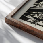 Horse and hedgehog 1913 Franz Marc close up dark wood mockup