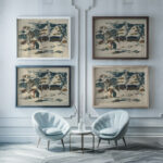 Horska krajina s vidiencankou 1930 Zolo Palugyay framed posters mockup