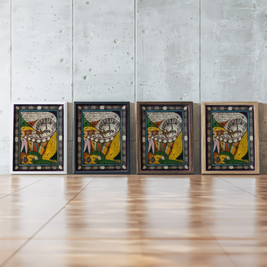 Hortensia und GrosKeiser Tritten von SeelenWald im HortensiaZorn 1917 Adolf Wolfli framed posters mockup