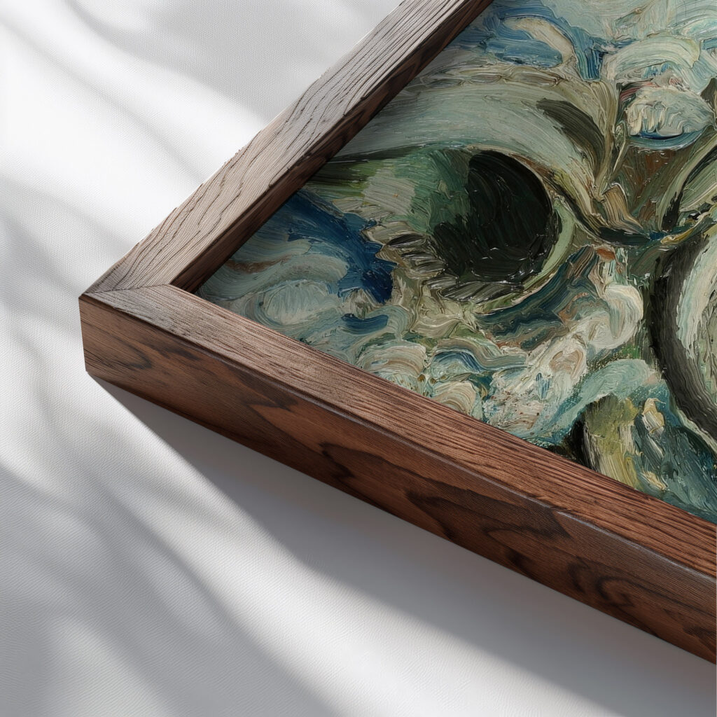 Hortensien und Tulpen 1925 Paul Kleinschmidt close up dark wood mockup