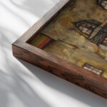 House Wall on the River 1915 Egon Schiele close up dark wood mockup