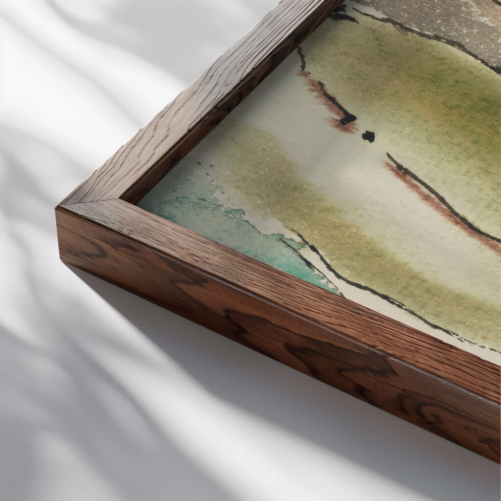 House with Trees 1934 Arthur Dove close up dark wood mockup