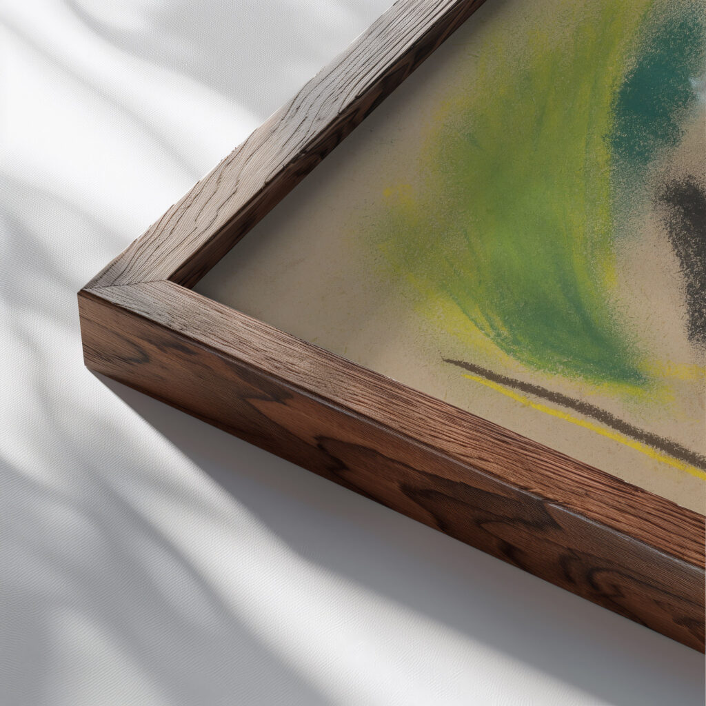 House with a Fence 1931 1932 Zolo Palugyay close up dark wood mockup