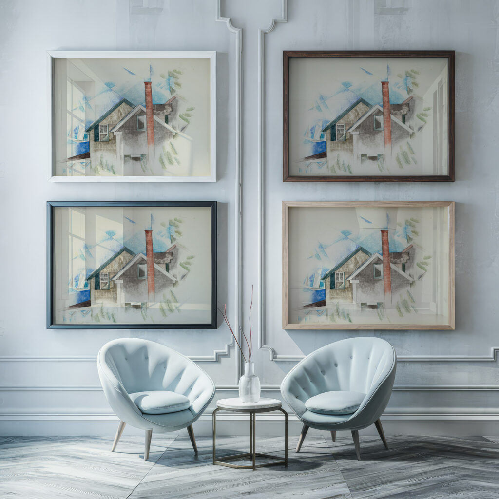 Houses 1918 Charles Demuth framed posters mockup