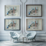 Houses 1918 Charles Demuth framed posters mockup