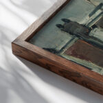 Houses 1918 Theo van Doesburg close up dark wood mockup