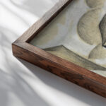 Houses in Paris Place Ravignan 1911 Juan Gris close up dark wood mockup