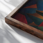 Houses tower and mountains 1919 20 Carl Grossberg close up dark wood mockup Houses tower and mountains 1919 20 Carl Grossberg close up dark wood mockup