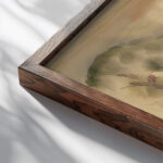 Housetops Seashore circa 1912 16 Charles Demuth close up dark wood mockup