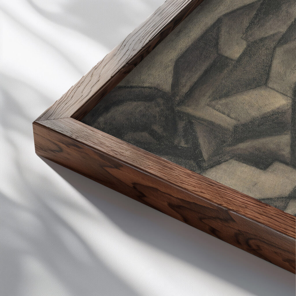 Huizen van een Italiaans dorp 1924 Leo Gestel close up dark wood mockup