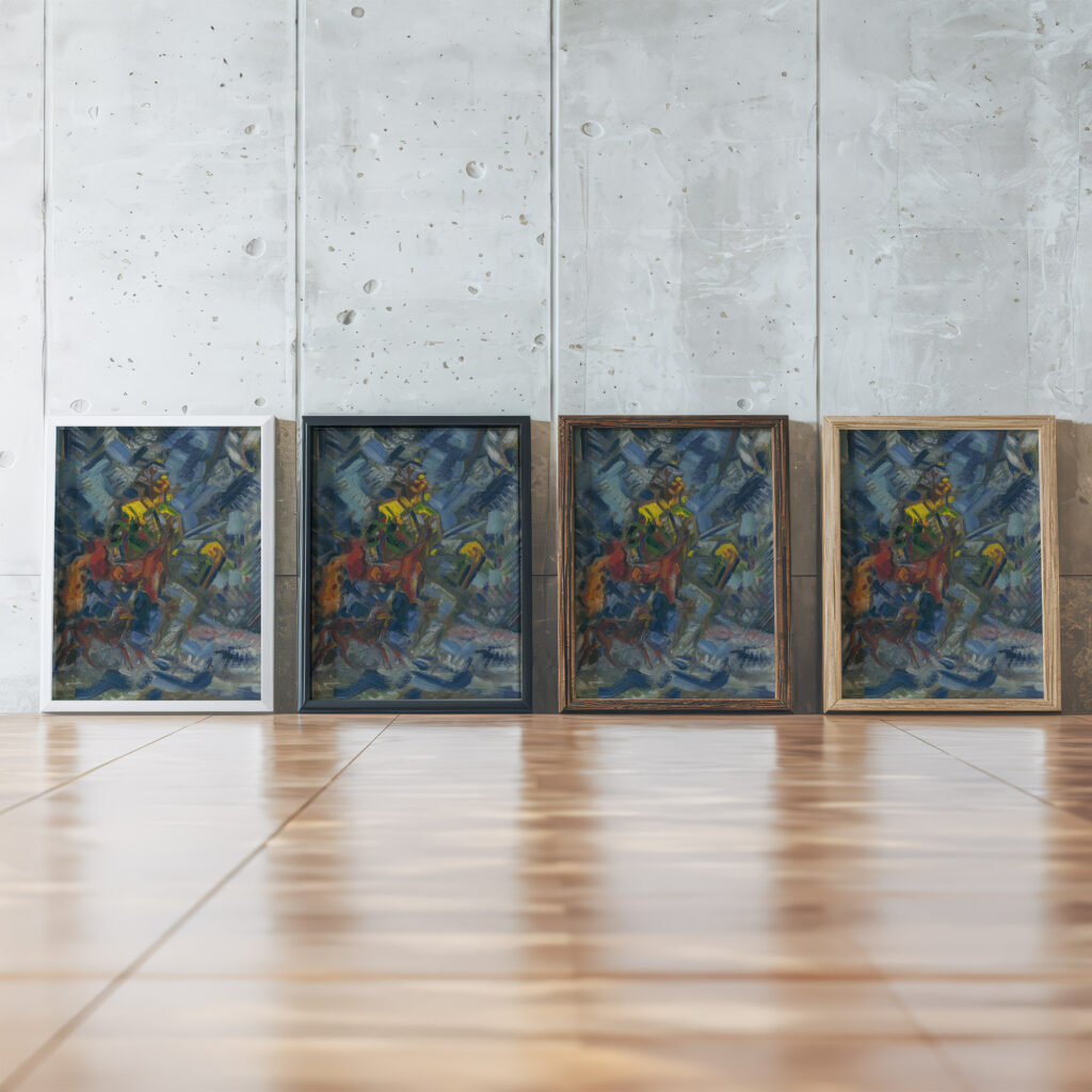 Hunter in a Blue Forest 1940 Arnold Peter Weisz Kubincan framed posters mockup