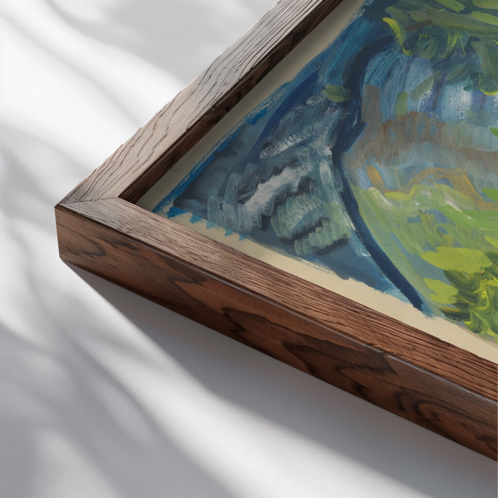 Hunting Motif 1940–1943 Arnold Peter Weisz Kubincan close up dark wood mockup