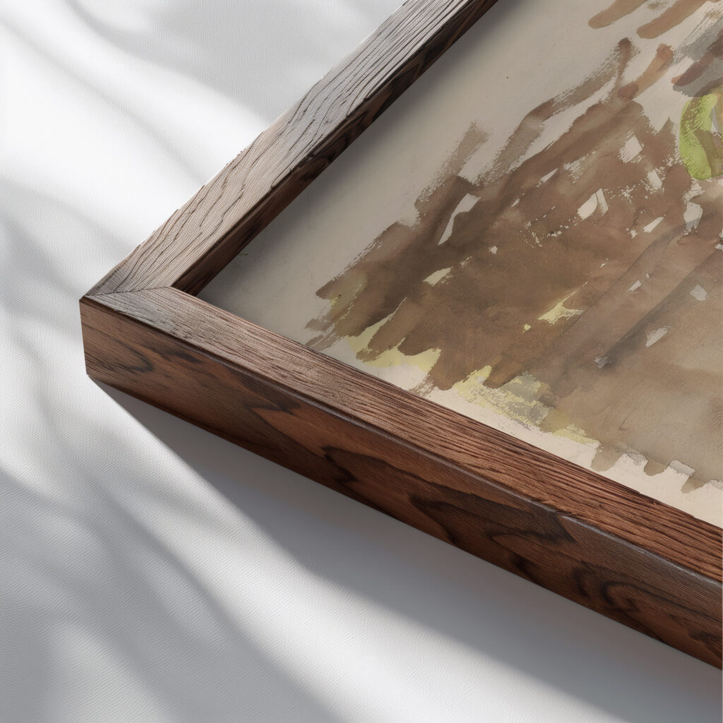 Hunting Motif 1940–1944 Arnold Peter Weisz Kubincan close up dark wood mockup
